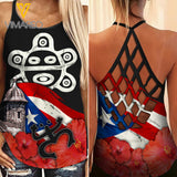 Puerto Rico Criss-Cross Open Back Camisole Tank Top Legging FUERD