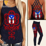 Puerto Rico Criss-Cross Open Back Camisole Tank Top Legging UCHYES1