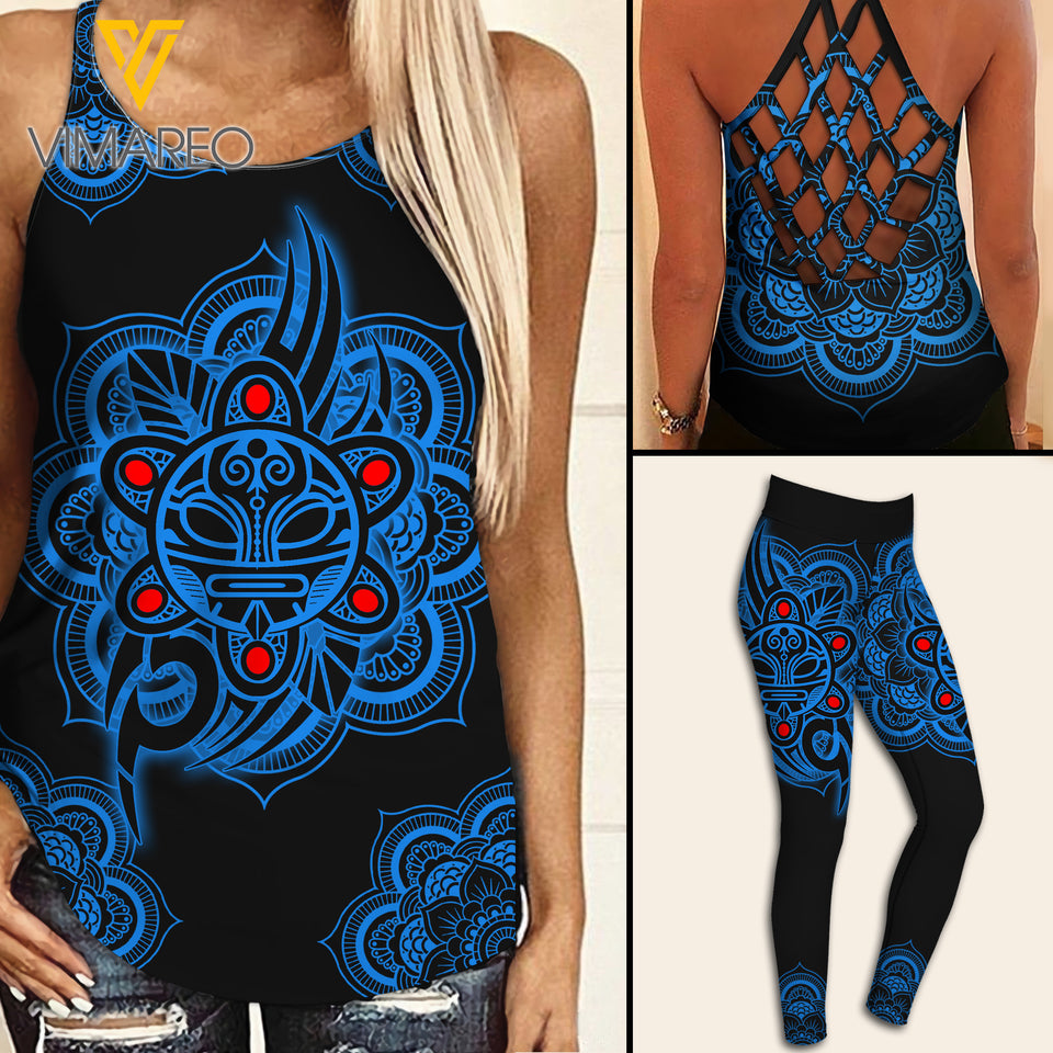 Puerto Rico Criss-Cross Open Back Camisole Tank Top Legging UCHYES3