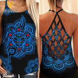Puerto Rico Criss-Cross Open Back Camisole Tank Top Legging UCHYES3