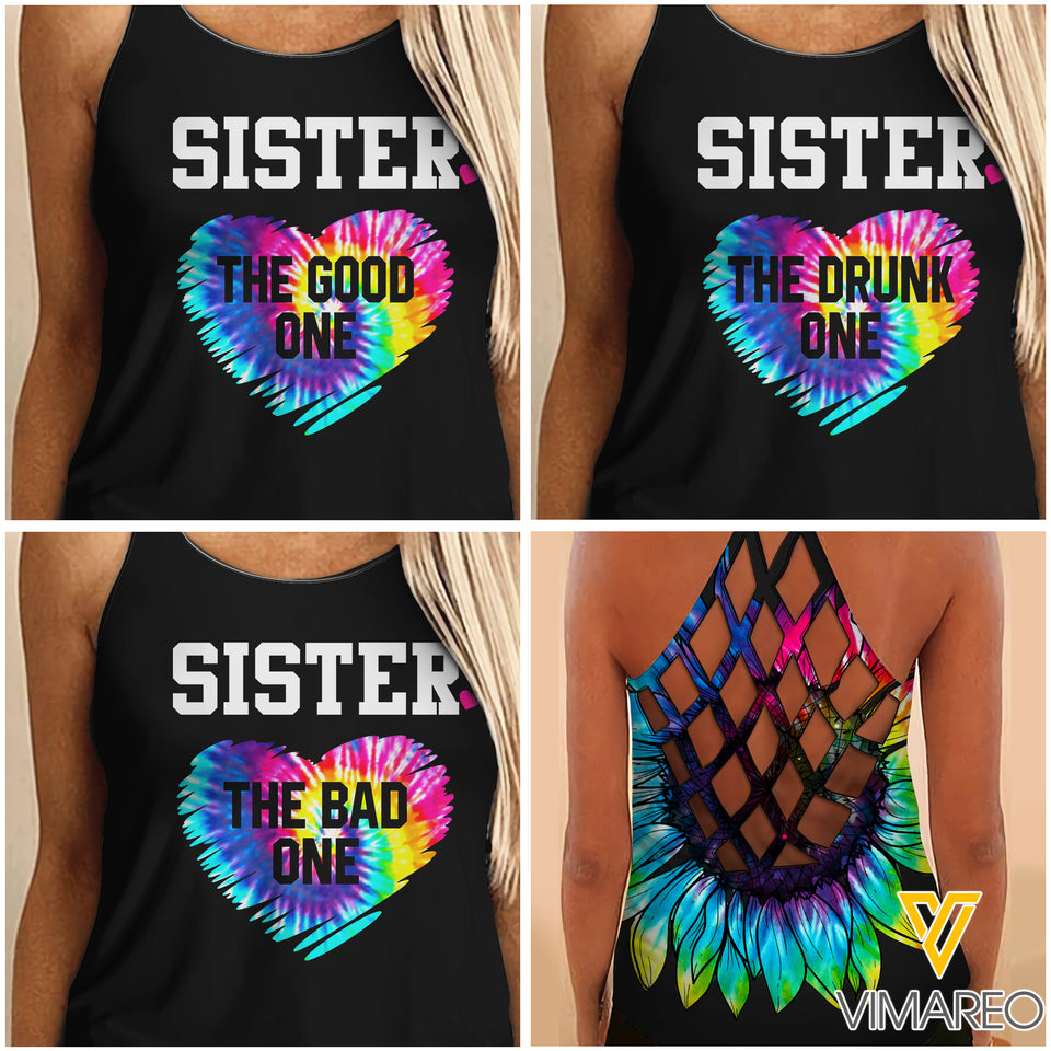 Sisters Criss-Cross Open Back Camisole Tank Top MJWBE2
