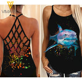 Shark Criss-Cross Open Back Camisole Tank Top CMJEW