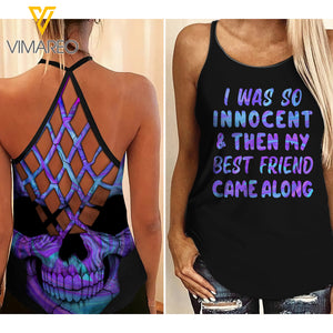 Innocent Friend Criss-Cross Open Back Camisole Tank Top MKXEE