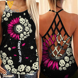Skull Girl Criss-Cross Open Back Camisole Tank Top Legging THSEU3