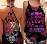 Tattooed Girl Criss-Cross Open Back Camisole Tank Top MDEKJR