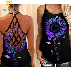You are my Sunshine Criss-Cross Open Back Camisole Tank Top AKDJEW