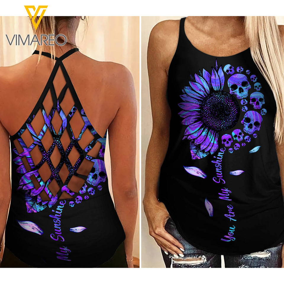 You are my Sunshine Criss-Cross Open Back Camisole Tank Top AKDJEW