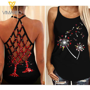 Drink Girl Criss-Cross Open Back Camisole Tank Top XMK2D