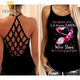 Flamingo girl Criss-Cross Open Back Camisole Tank Top 0604NGBMQ