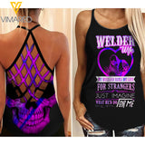 WELDER WIFE Criss-Cross Open Back Camisole Tank Top TMTL STRANGE