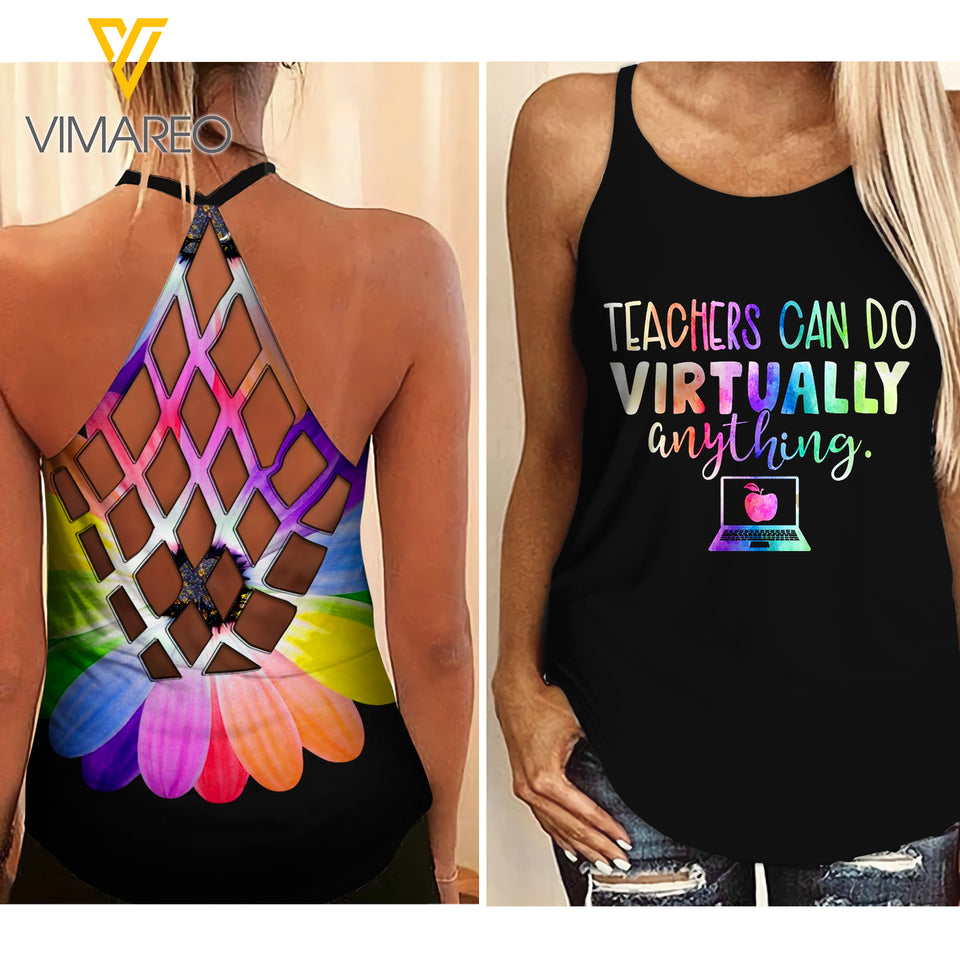 Teacher Criss-Cross Open Back Camisole Tank Top TDFSSK1