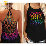Coffee Type Criss-Cross Open Back Camisole Tank Top NBVCH