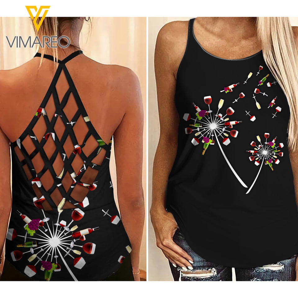 Wine Criss-Cross Open Back Camisole Tank Top CSSJE