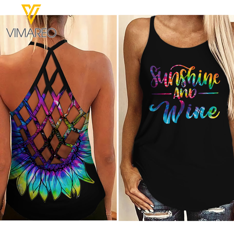 Wine Criss-Cross Open Back Camisole Tank Top NVGEI
