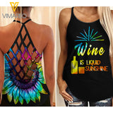Wine Criss-Cross Open Back Camisole Tank Top NVGEK