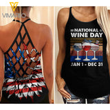 Wine day Criss-Cross Open Back Camisole Tank Top TVVSF