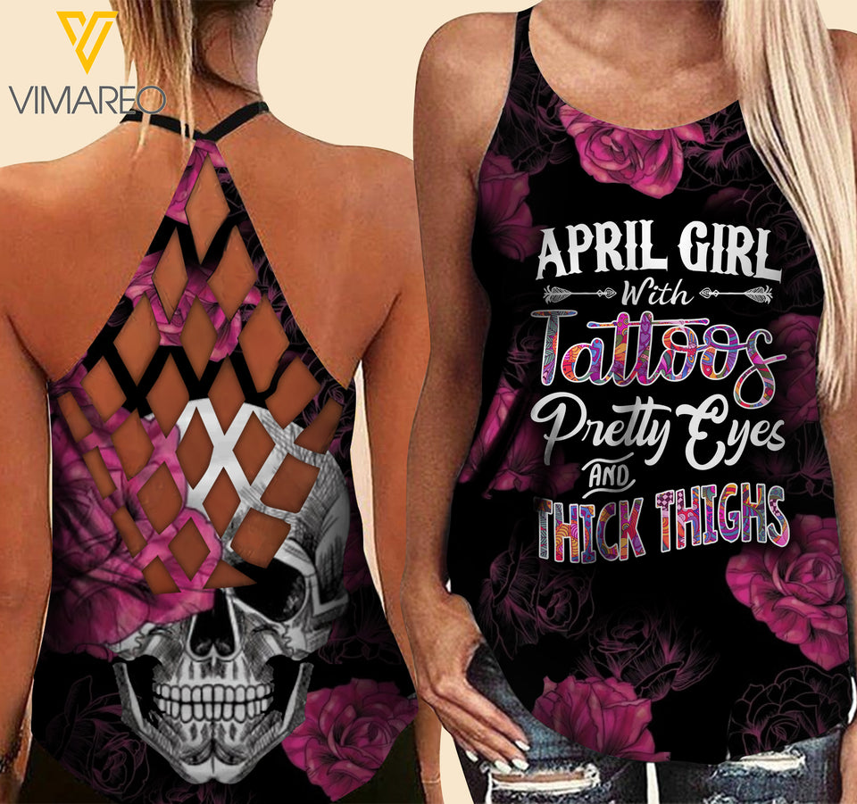 April Girl Criss-Cross Open Back Camisole Tank Top DHEUW