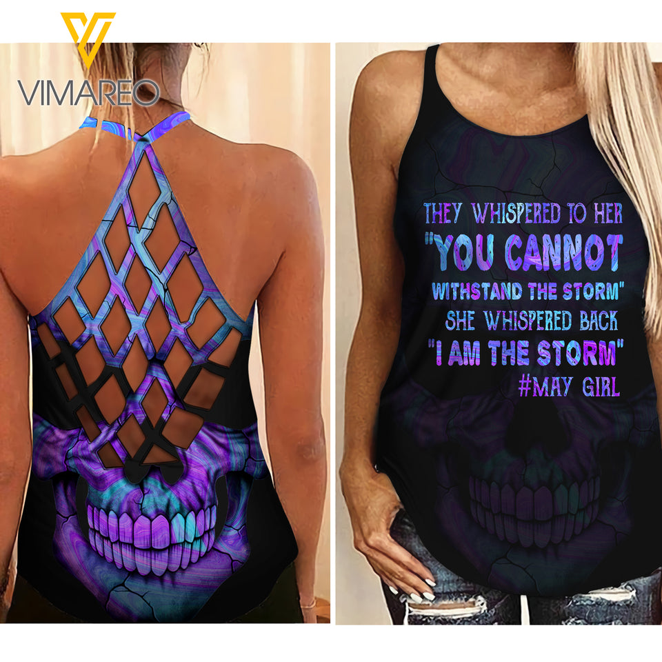 May Girl Criss-Cross Open Back Camisole Tank Top WSTTSK